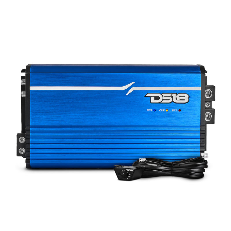 DS18 FRP Compact Full-Range Class D 1-Channel Amplifier 3,500 Watts Rms @ 1-Ohm Blue