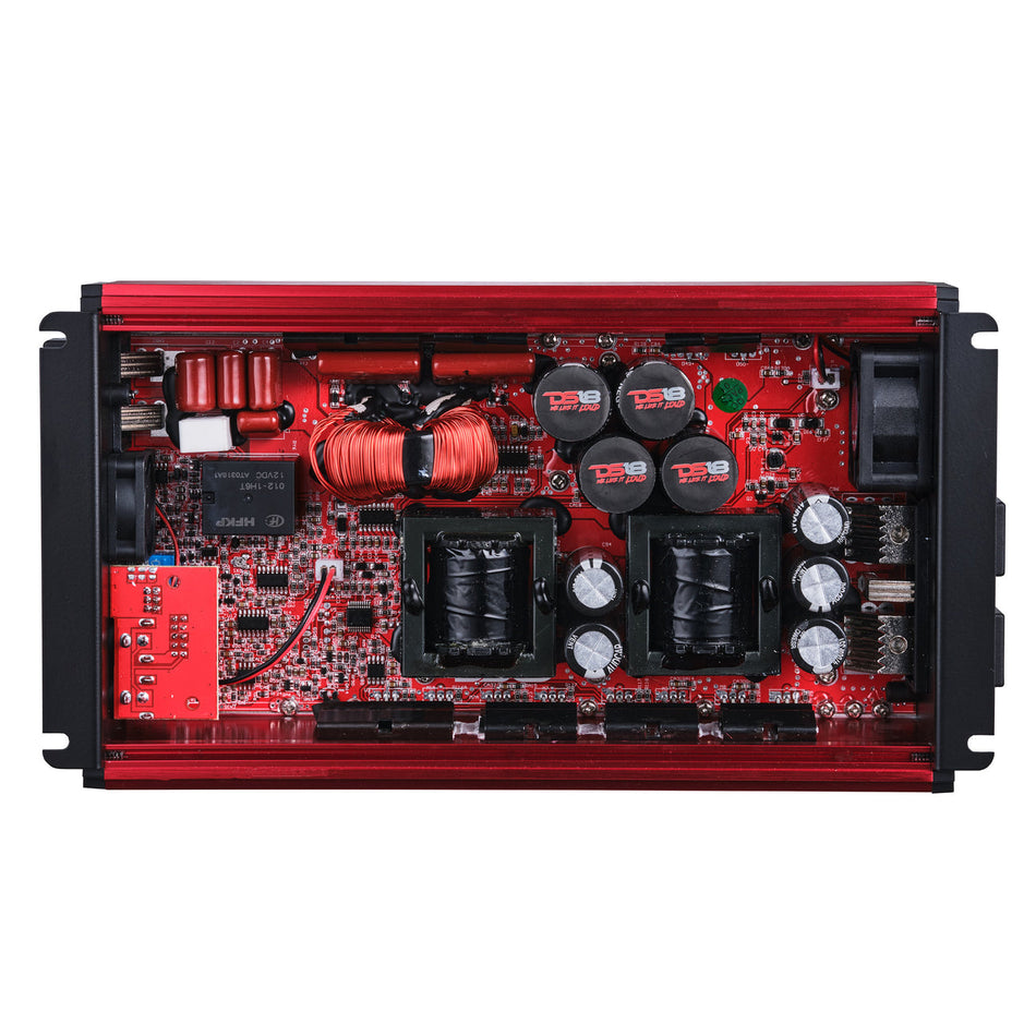 DS18 FRP Compact Full-Range Class D 1-Channel Amplifier 3,500 Watts Rms @ 1-Ohm Red
