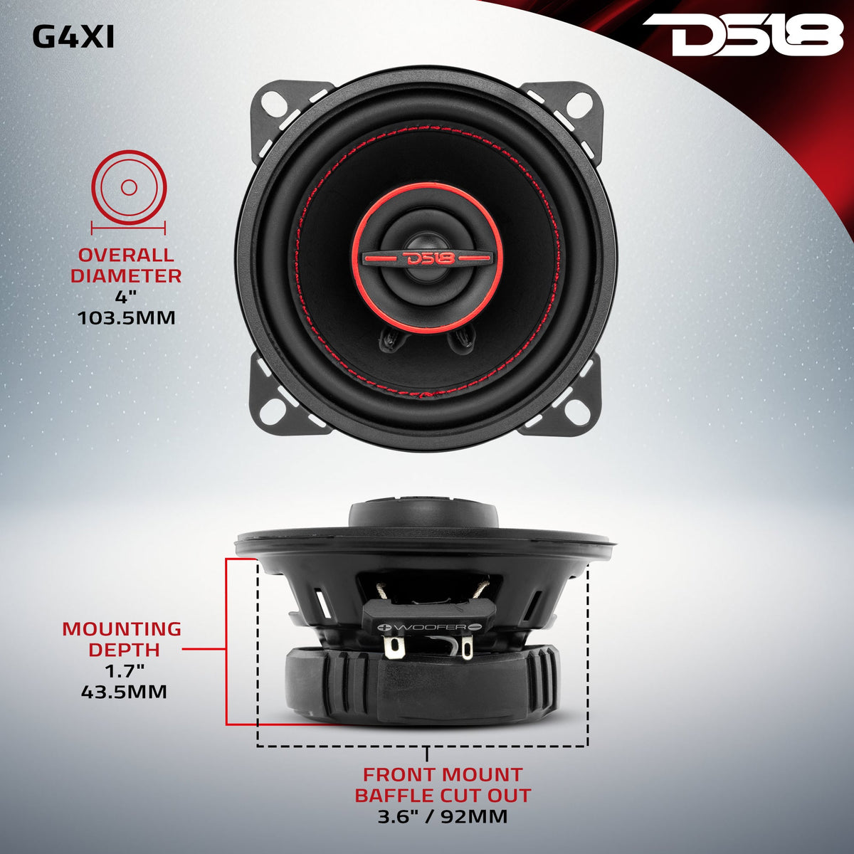 DS18 G4XI 4-inch coaxial speakers - view 8