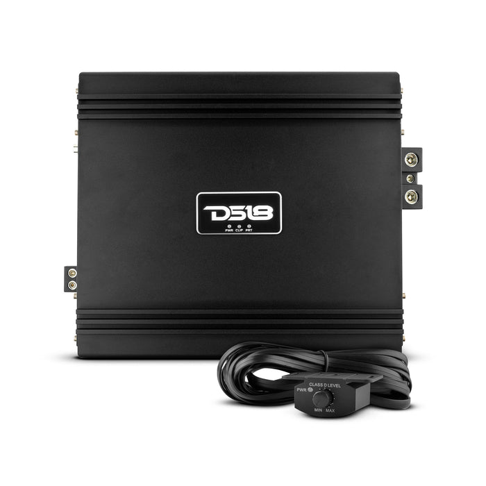 DS18 GFX-5K2 Car Audio Amplifier 1-Channel Class D Full-Range Monoblock 5000 Watts Rms 2-Ohm - Bass Knob Controller Included - Easy Installation - Powerful Amp for Vehicle Sound Systems