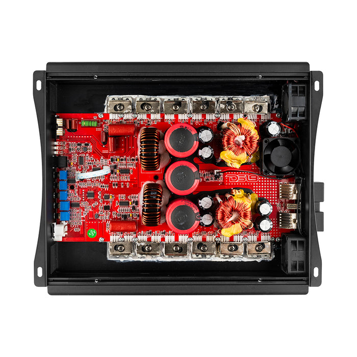 DS18 GFX-5K2 Car Audio Amplifier 1-Channel Class D Full-Range Monoblock 5000 Watts Rms 2-Ohm - Bass Knob Controller Included - Easy Installation - Powerful Amp for Vehicle Sound Systems