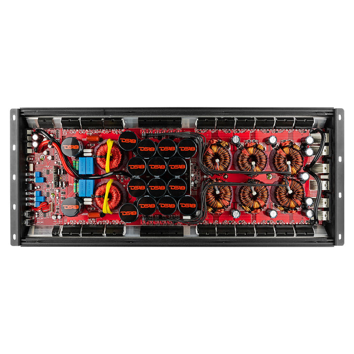 DS18 H-KO10 Korean Half Bridge 1-Channel Monoblock Car Audio Amplifier with Voltmeter and Clip Indicator, 10000 Watts Rms - Remote BASS Knob Included