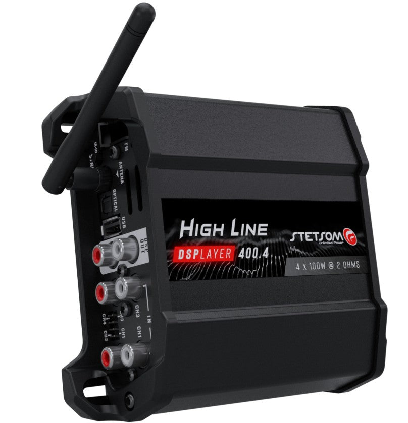 Stetsom HL400.4 DSPLAYER 400W 4-Channel DSP Car Amplifier with Bluetooth, FM Radio & Optical Input