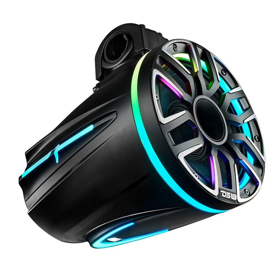 DS18 8” Marine Tower Speaker – Kevlar Cone, Neodymium Magnet, LED Lights | 200W RMS 4-Ohm