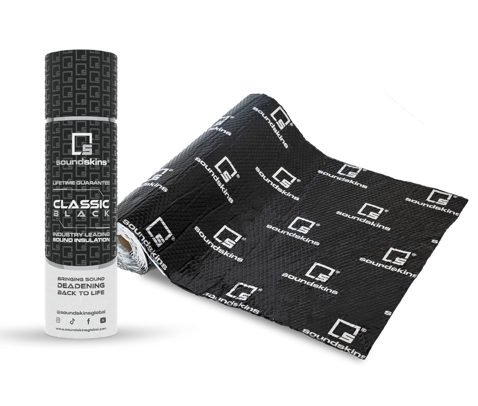 SoundSkins | Classic Black Sound Deadening Kit Double Layer Mat | SSK-CLASSICBLACK | Pure Rubber Butyl & Diamond Embossed Foil, 38.75 sq ft