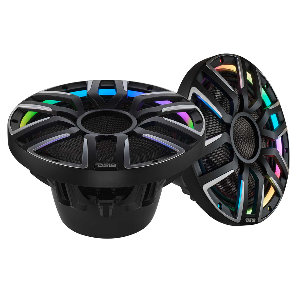 DS18 NVY-M12SUB/BK 12" Neodymium Marine & Powersport Subwoofer | 800W RMS, LED Lights, Carbon Fiber Cone, 4-Ohm