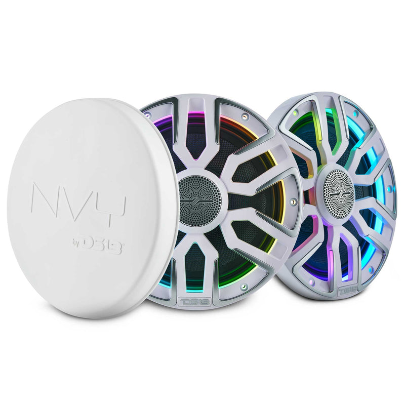 DS18 NVY-M8/WH 8" Marine Coaxial Speaker – Kevlar Cone, Bullet Tweeter, Neodymium Magnet, Digital LED | 4 Ohm, 200W RMS