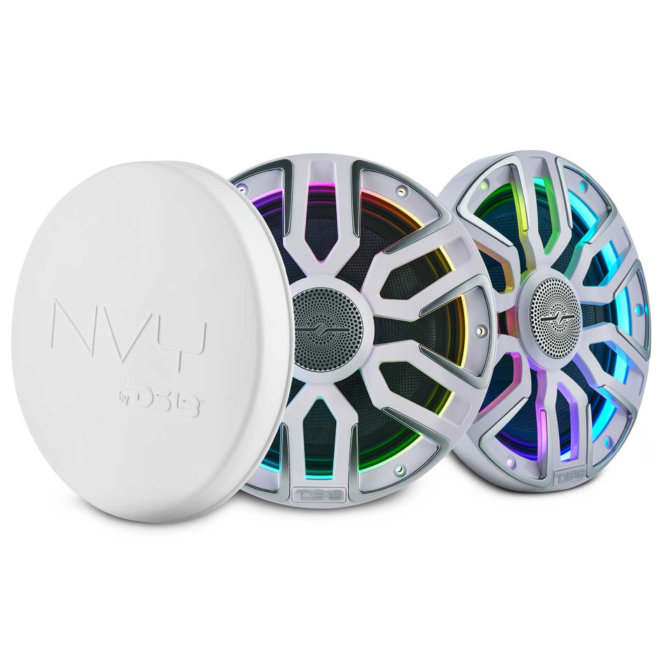 DS18 NVY-M8/WH 8" Marine Coaxial Speaker – Kevlar Cone, Bullet Tweeter, Neodymium Magnet, Digital LED | 4 Ohm, 200W RMS