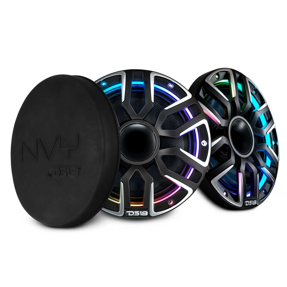 DS18 NVY-M8DC/BK 8" Marine-Grade Hybrid Coaxial Speaker – Kevlar Cone, Neodymium Magnet, Compression Driver | 200W RMS, 4 Ohm