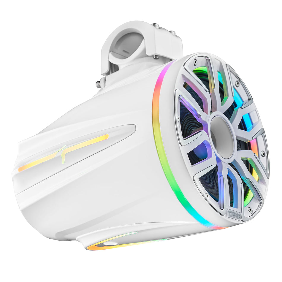 DS18 8” Marine Tower Speaker – Kevlar Cone, Neodymium Magnet, LED Lights | 200W RMS