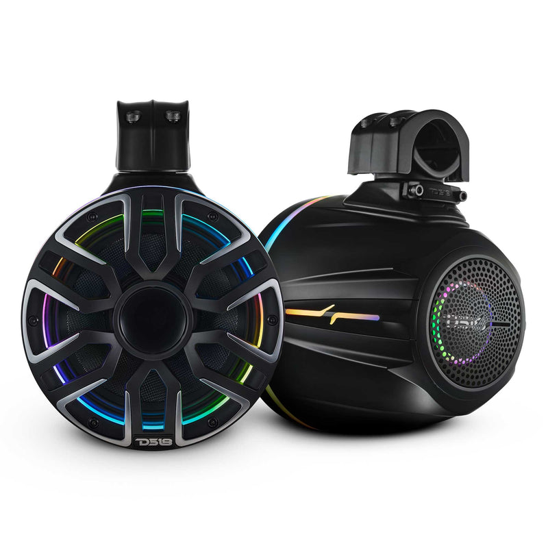 DS18 NVY-M8DTPS/BK 8” Marine Tower Speaker – 200W RMS, Kevlar Cone, LED Lights, Neodymium Magnet