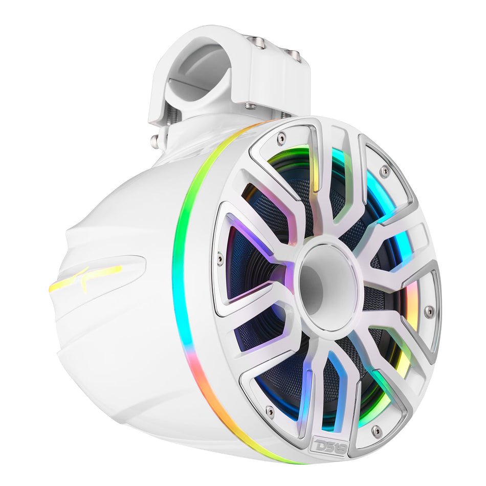 DS18 8” Waterproof Marine Tower Speaker with LED Lights 200W RMS, Kevlar Cone, Neodymium Magnet