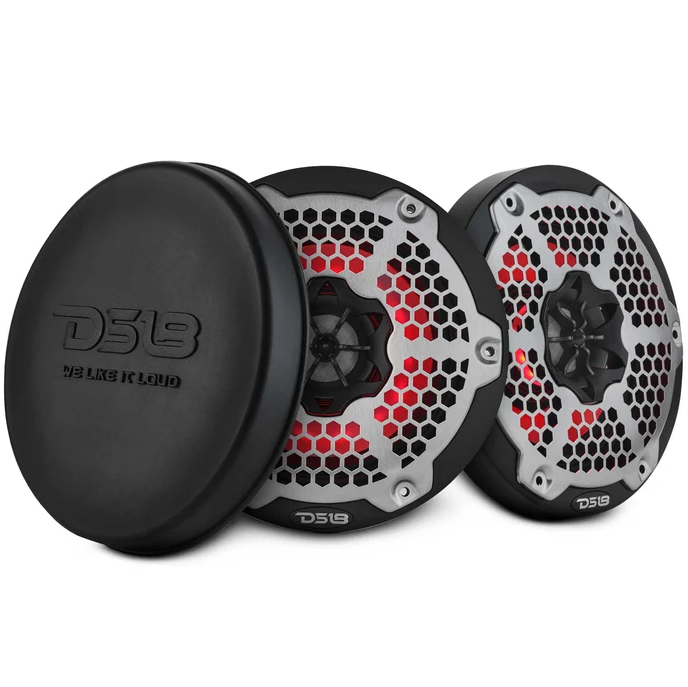 DS18 NXL-6MD/BK 6.5” Marine 2-Way Hybrid Speaker with RGB LED, Compression Driver and Neodymium Magnet | 250W RMS 4-Ohm