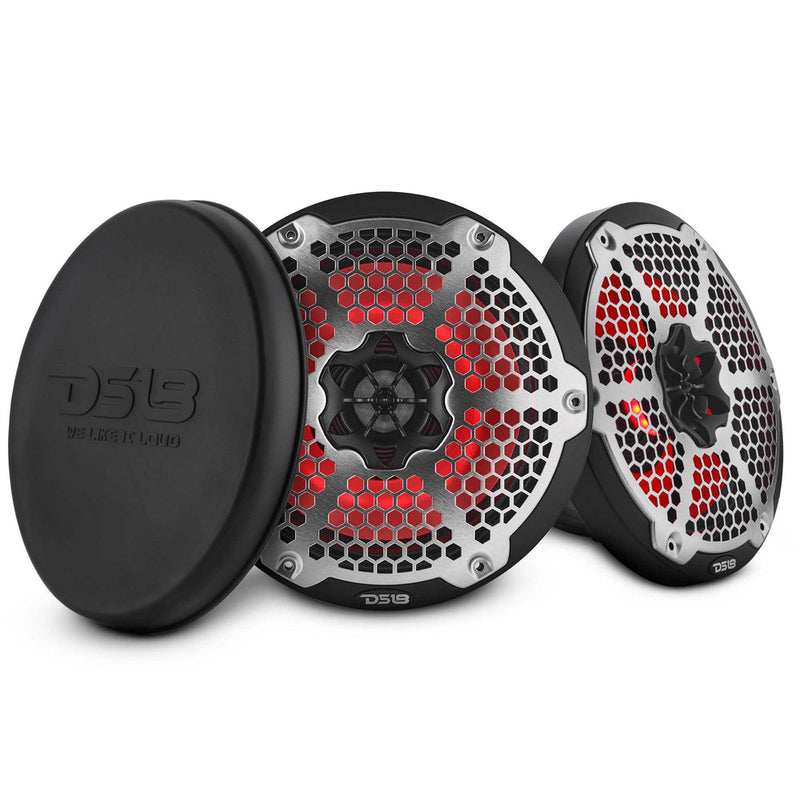 DS18 NXL-8MD/BK 8” Marine 2-Way Speaker 350W RMS 4-Ohm – RGB LED, Neodymium Magnet, Compression Driver, Waterproof