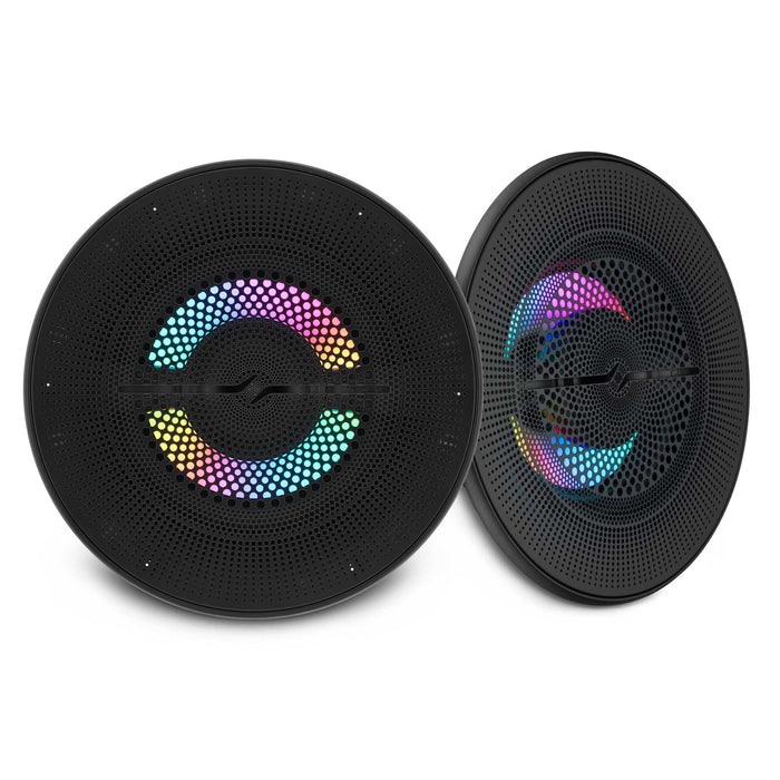 DS18 NXL-LXY6 6.5” Marine Grade Luxury Coaxial Speaker, Flush Magnetic Mount Grill Digital LED & Bullet Tweeter - Black | 150W RMS 4-Ohm