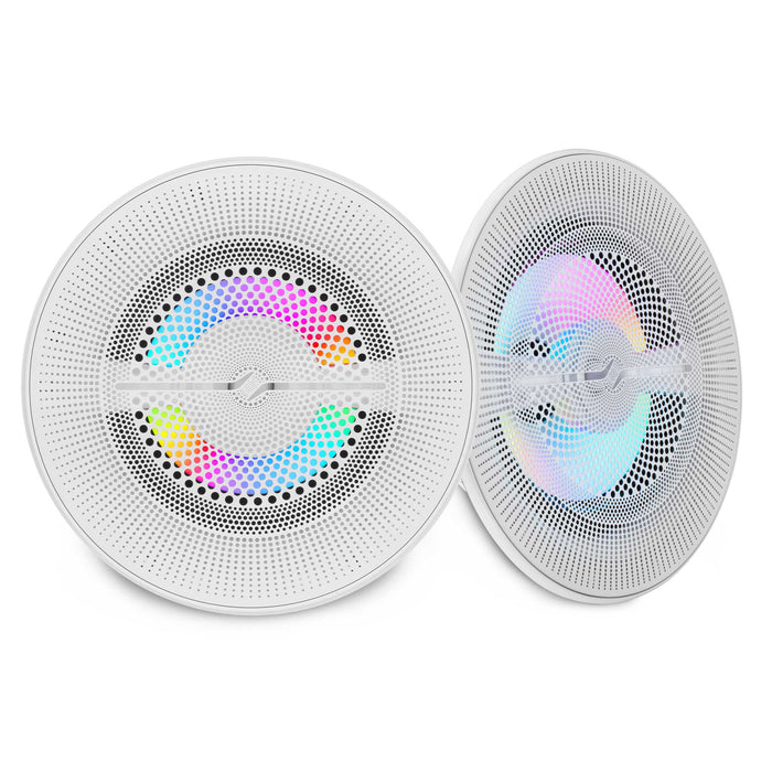 DS18 NXL-LXY6 6.5” Marine Grade Luxury Coaxial Speaker, Flush Magnetic Mount Grill Digital LED & Bullet Tweeter - White | 150W RMS 4-Ohm