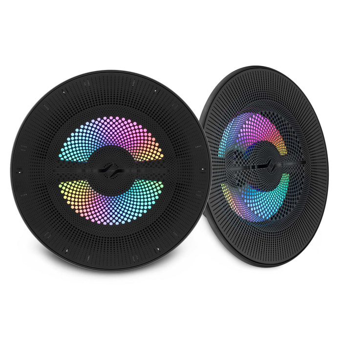 DS18 NXL-LXY8 8” Marine Grade Luxury Coaxial Speaker, Flush Magnetic Mount Grill Digital LED & Bullet tweeter - Black | 175W RMS 4-Ohm