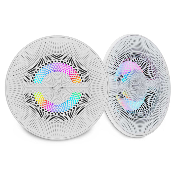 DS18 NXL-LXY8 8” Marine Grade Luxury Coaxial Speaker, Flush Magnetic Mount Grill Digital LED & Bullet tweeter - White