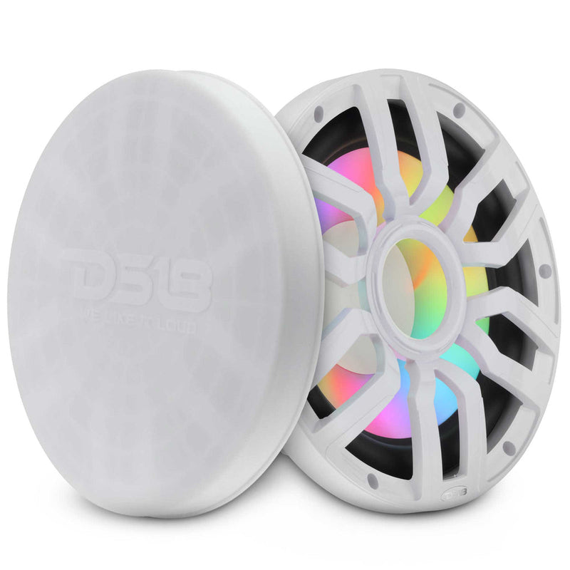 DS18 NXL-IQ10SUB/WH 10" Marine Subwoofer 500W RMS 4 Ohm | Hybrid Magnet Motor | LED Lights | Removable Grille