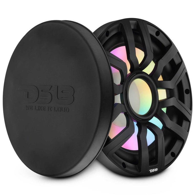 DS18 NXL-IQ12SUB/BK 12" Marine Subwoofer 600W RMS 4 Ohm with Hybrid Magnet Motor, Removable Grille & LED Lights