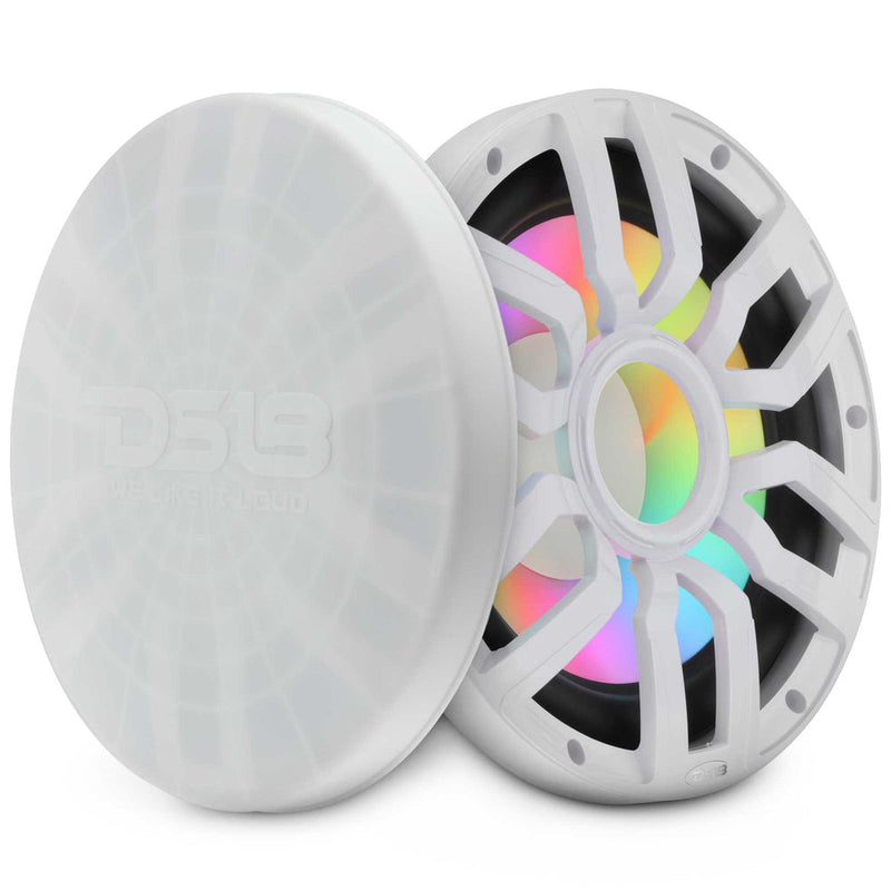 DS18 NXL-IQ12SUB/WH 12" Marine Subwoofer 600W RMS 4 Ohm with Hybrid Magnet Motor, Removable Grille & LED Lights