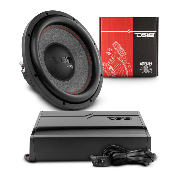 DS18 PKG-SUB1 Car Audio Bass Package | 12” Subwoofer with Monoblock Amplifier