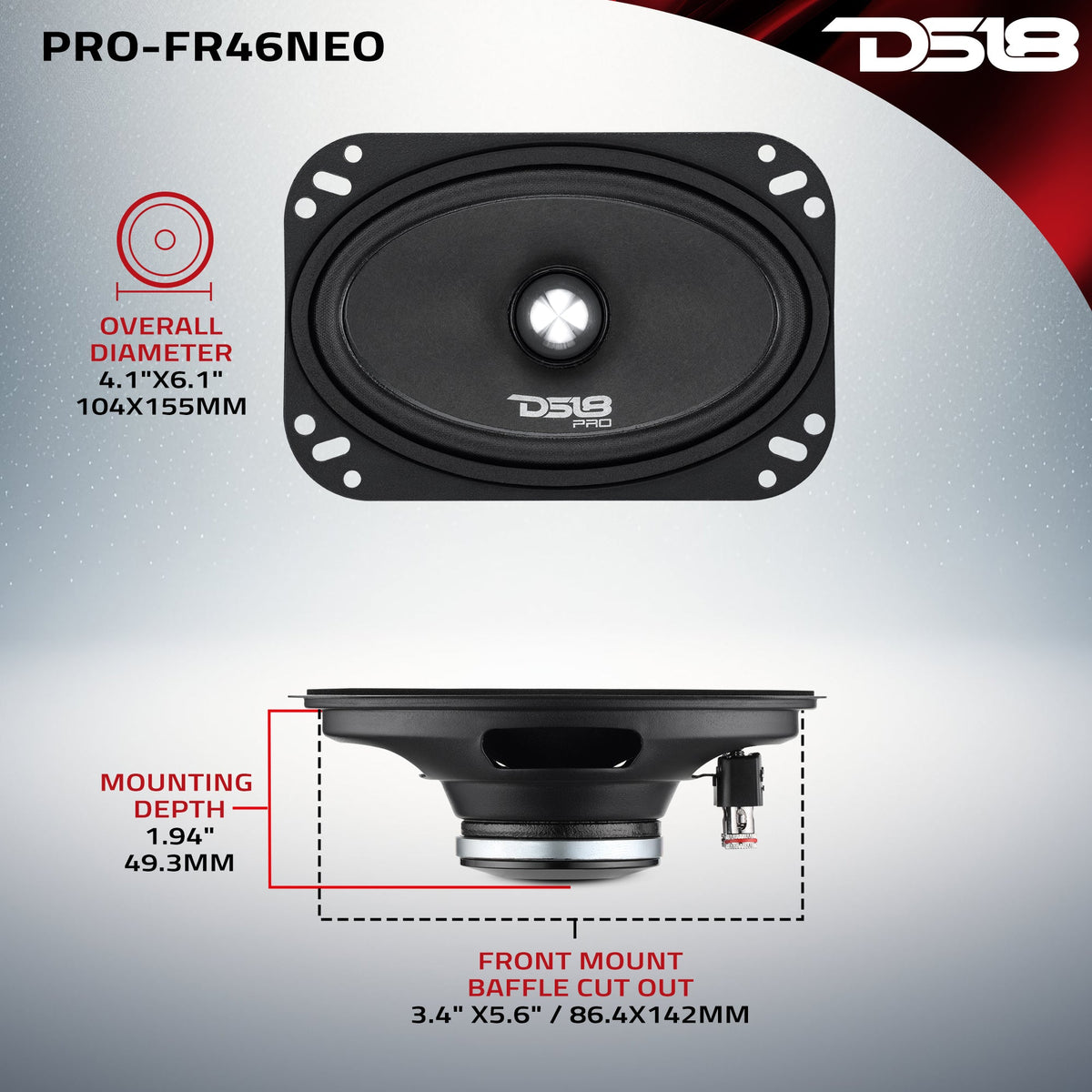 DS18 PRO-FR46NEO 4x6-inch full-range loudspeaker - view 5