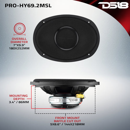 DS18 PRO-HY69.2MSL 6x9-inch hybrid slim loudspeaker - view 12
