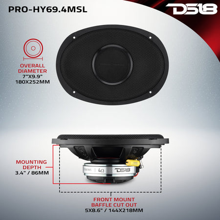DS18 PRO-HY69.4MSL 6x9-inch hybrid slim loudspeaker - view 12