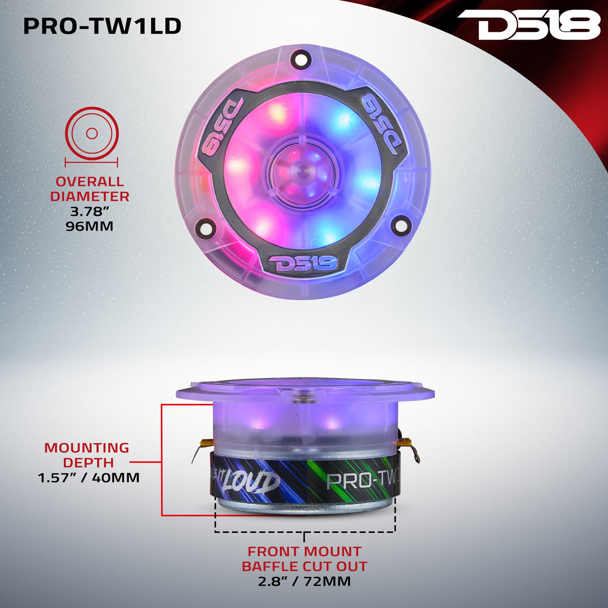 DS18 PRO-TW1LD 3.8-inch LED bullet tweeter - view 7