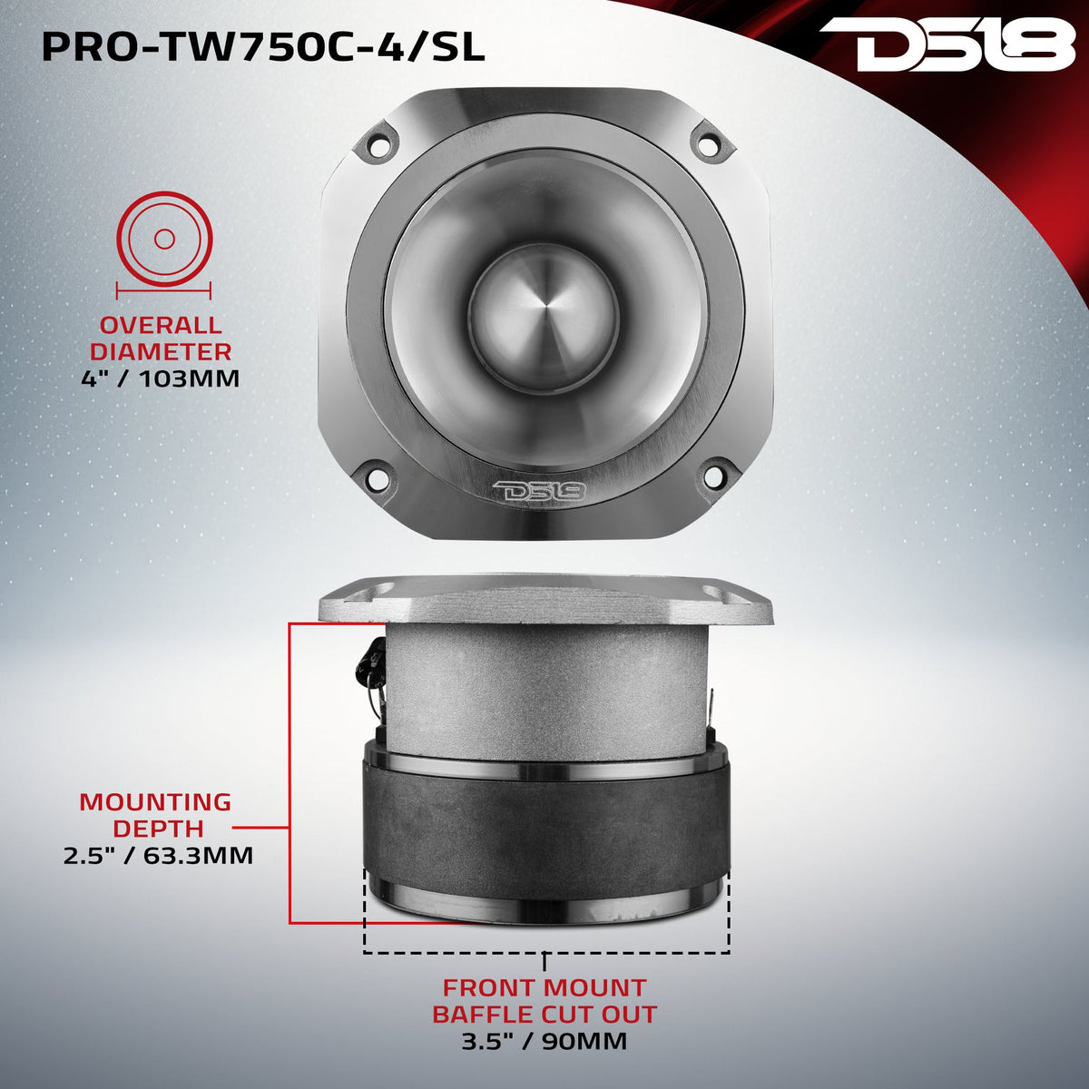 DS18 PRO-TW750C-4/SL 4-inch super bullet tweeter - view 7