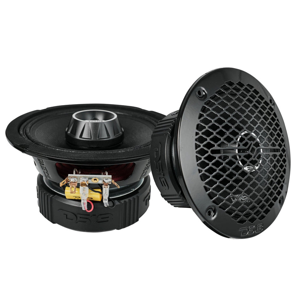 DS18 PKG-PROZT62 6.5” Pro Midrange Coaxial Speakers Kit – High Sensitivity, Built-In Amplifier, OEM Adapters, 4 Ohm Car Audio Upgrade