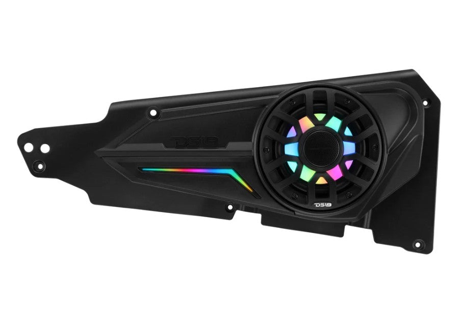 Polaris Front Door Panels with 6.5 inch NXL-iQ speakers, single panel angled front view showing grille and RGB accent