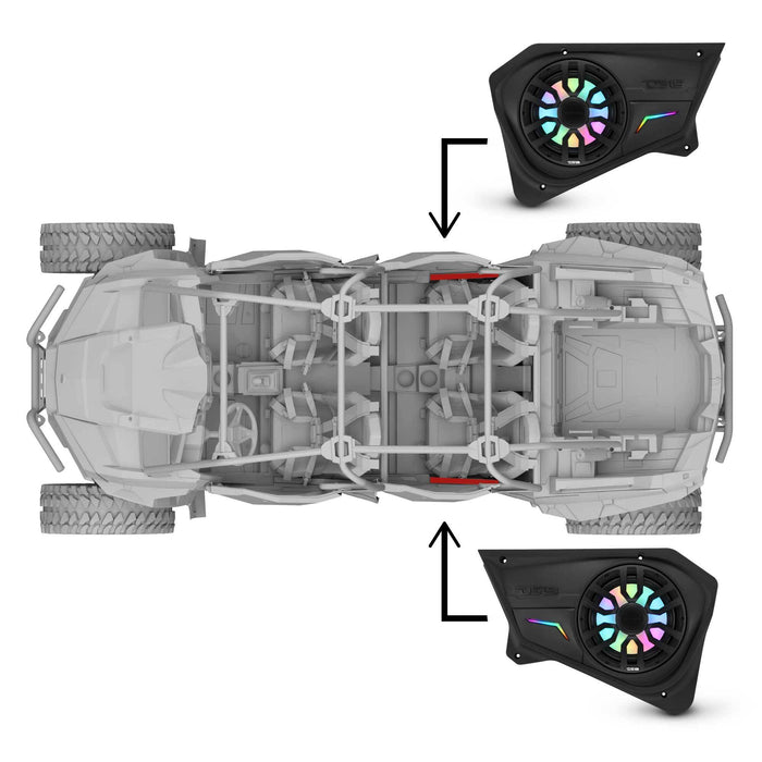 DS18 RZR-PROBD8LD Polaris RZR Rear Door Panels Loaded with NXL-IQ/BK 8" Coaxial Speakers