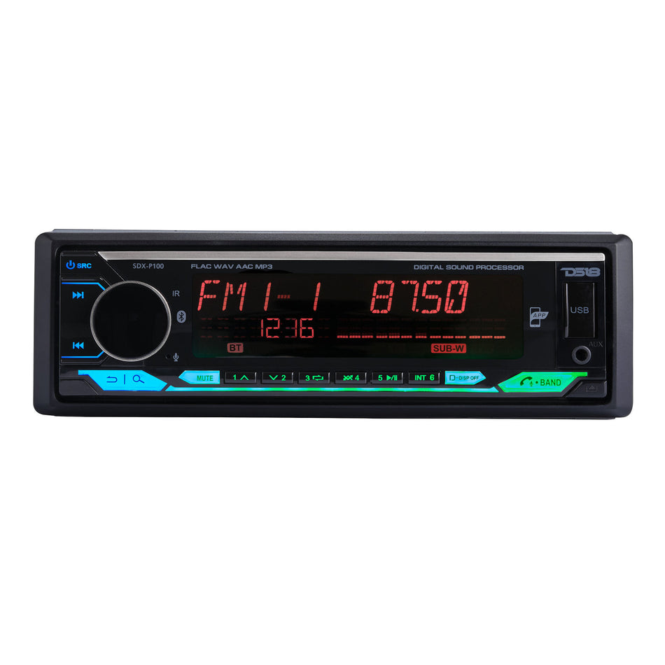 Ds18 Digital Media Receiver | Single Din | DSP | APP | Bluetooth Audio and Calling Head Unit | Aux Input | USB | Mechless | AM/FM Radio Receiver | 3V + 3.5V Subwoofer