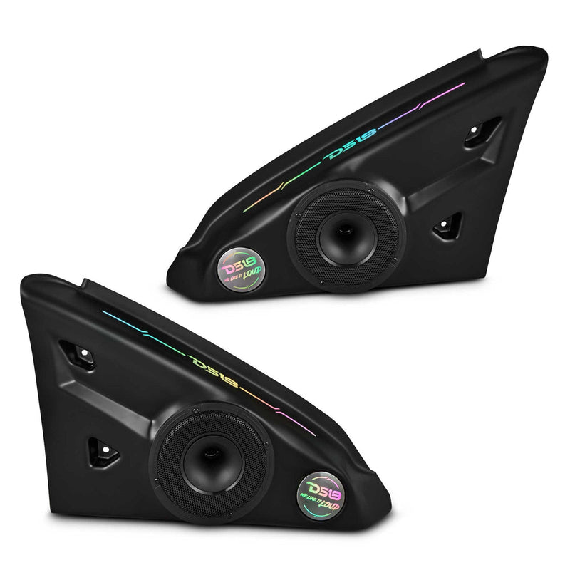 DS18 SLG-AR6LDV2 Polaris Slingshot Inside Armrest Speaker Panels Loaded with 2 x PRO-HY6.4MSL & Digital LED Lights | 2015+