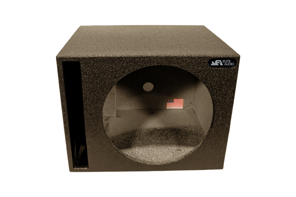 Bed-liner spray finished subwoofer enclosure