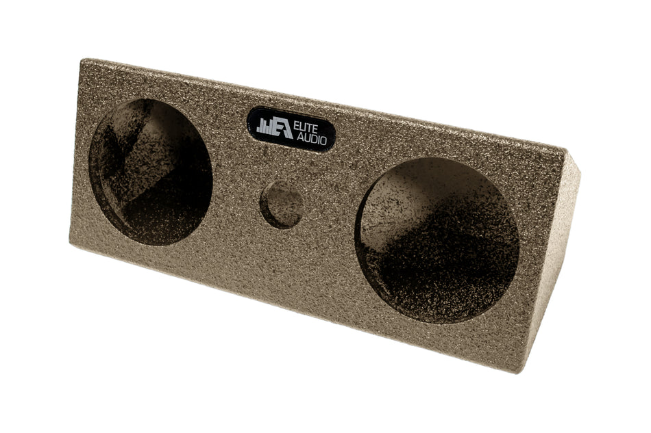 Bed‑liner spray coated dual subwoofer box