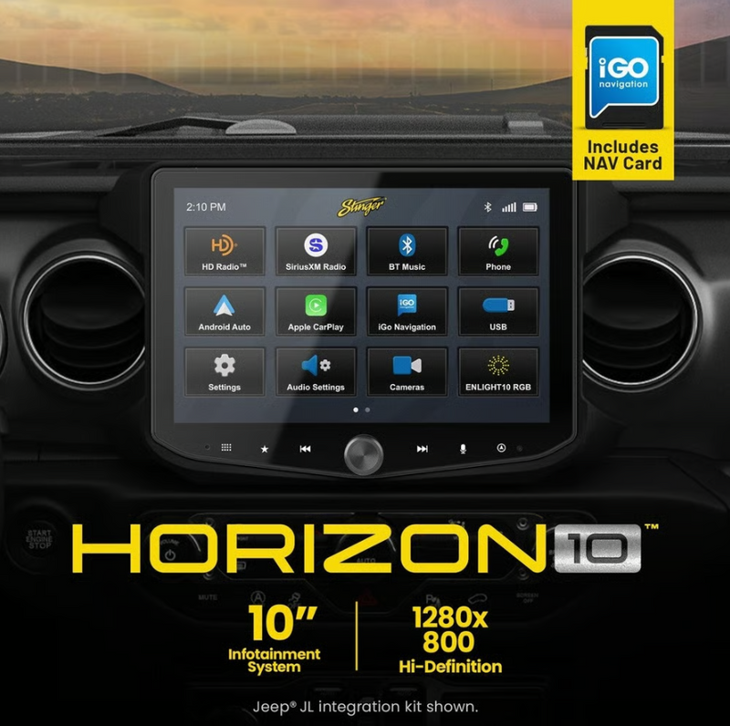 Stinger iX210-NAV HORIZON10 10.1" Single DIN Floating Touchscreen Multimedia Receiver w/ Navigation