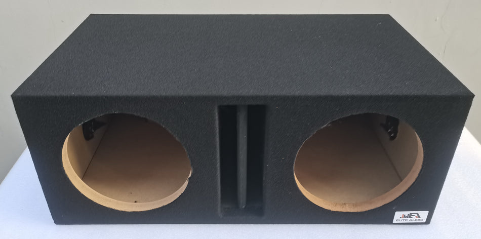 ELITE AUDIO EBOX-SVD10CP: Center-Split Vented Dual 10" Subwoofer Enclosure with Plush OEM-Grade Carpet, 1" MDF Front Baffle, Pro-Tuned Ports, Durable 3/4" MDF Construction, and High-Current Push-Style Terminal Cups for Maximum Bass & Sound Quality