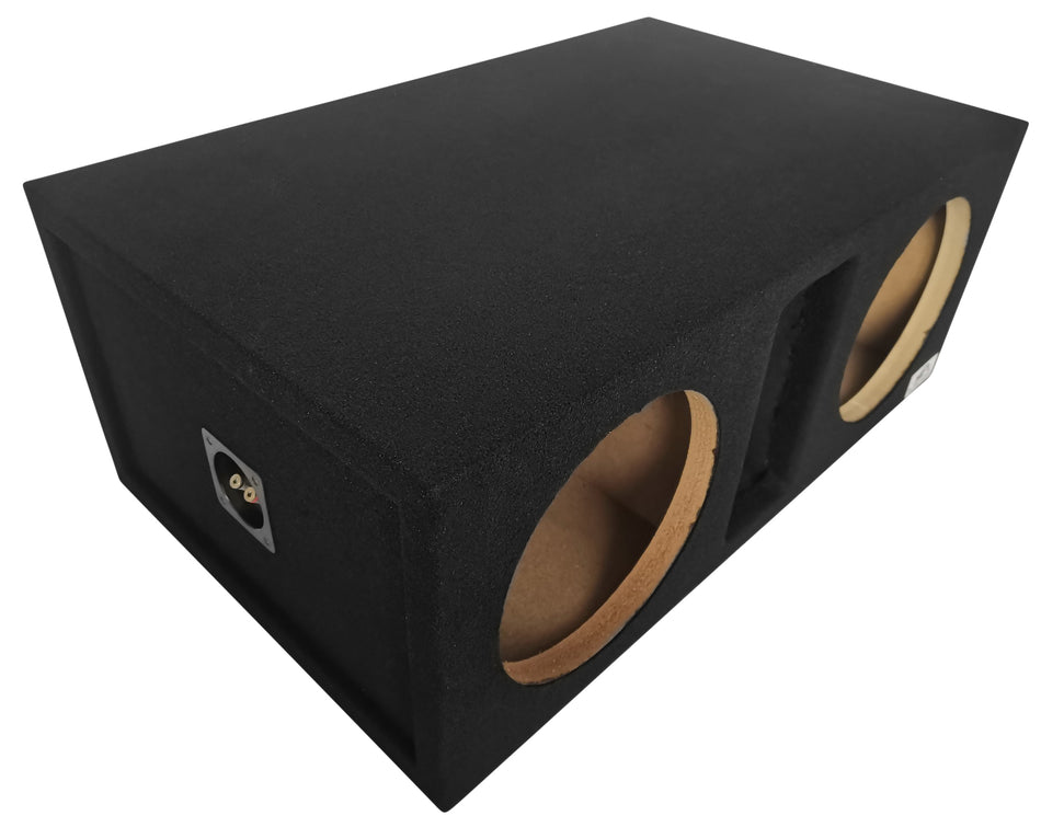 ELITE AUDIO EBOX-SVD10SPL: Dual 10" Subwoofer Enclosure with Center 35Hz Mega SPL Port, Full 1" MDF Construction, Plush OEM-Grade Carpet, Pro-Tuned Ports, and High-Current Push-Style Terminals for Maximum Bass & Heavy-Duty Performance