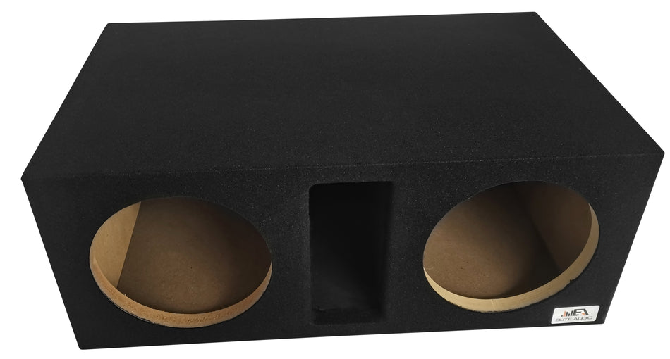 ELITE AUDIO EBOX-SVD10SPL: Dual 10" Subwoofer Enclosure with Center 35Hz Mega SPL Port, Full 1" MDF Construction, Plush OEM-Grade Carpet, Pro-Tuned Ports, and High-Current Push-Style Terminals for Maximum Bass & Heavy-Duty Performance