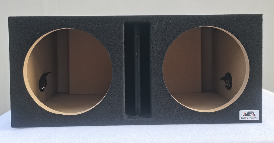 ELITE AUDIO EBOX-SVD12CP: Center-Split Vented Dual 12" Subwoofer Enclosure with Plush OEM-Grade Carpet, 1" MDF Front Baffle, Pro-Tuned Ports, Sturdy 3/4" MDF Construction, and High-Current Push-Style Terminal Cups for Superior Bass & Sound Quality
