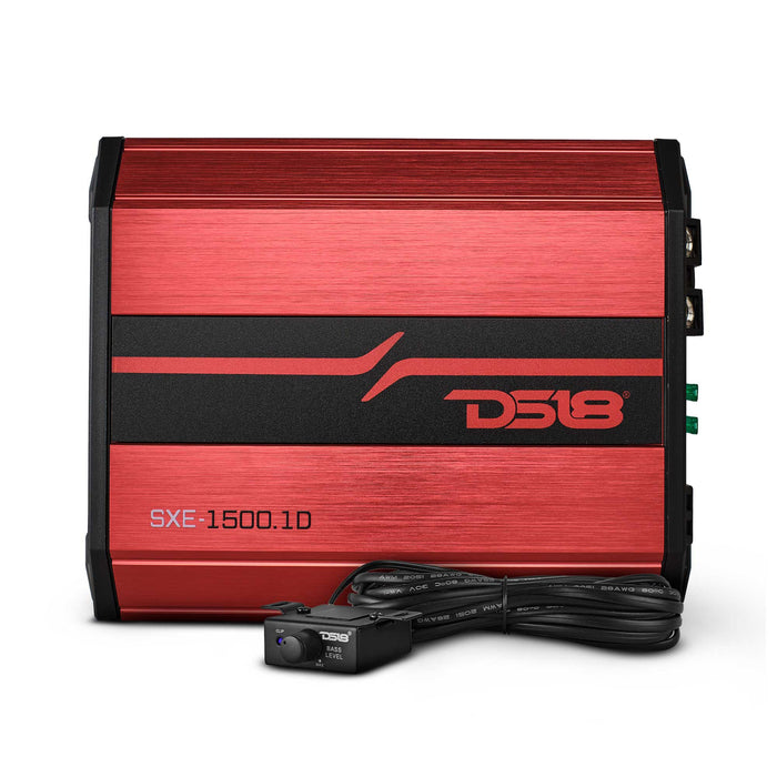 SXE Class D Monoblock Car Amplifier 1 x 500 Watts RMS @ 1 Ohm 1500 Watts - Compact Amplifier with Remote Subwoofer Level Control (Red)