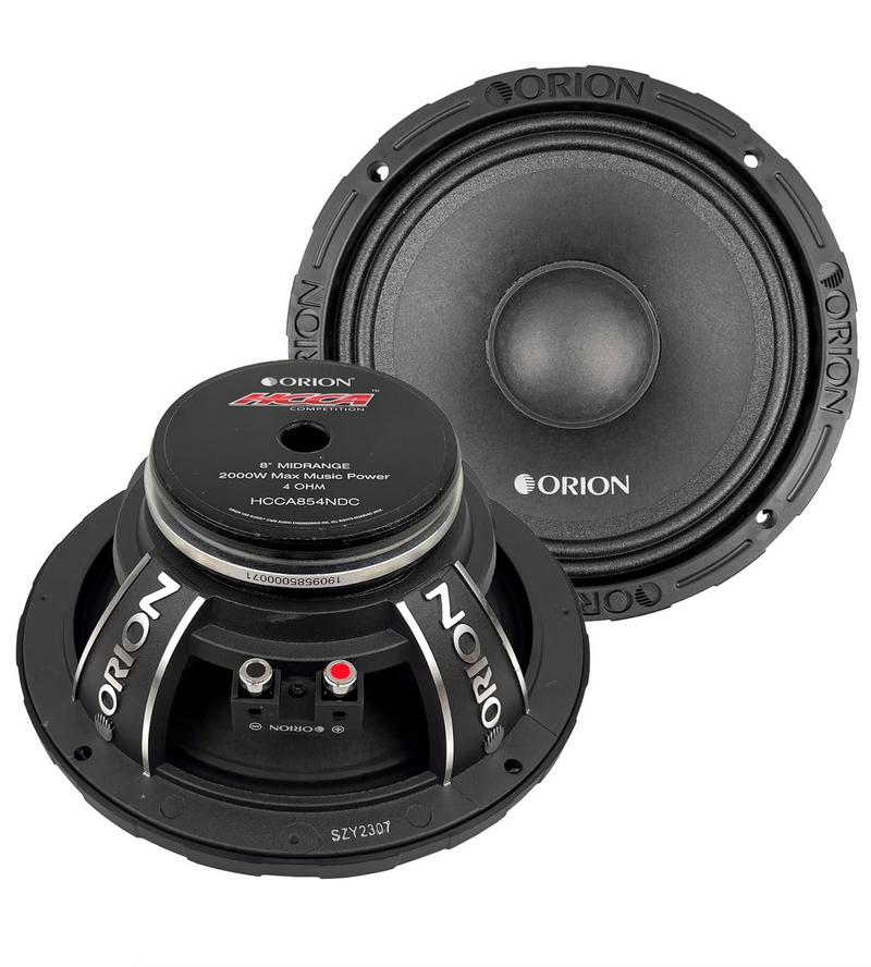 Orion HCCA854NDC HCCA Series 8” Ultra Efficient Neodymium Midrange Dust Cap Loudspeakers, 2000W Max Power, 500W RMS, 4 Ohm, 2.5” Voice Coil - High Output Pro Car Audio, Premium Quality Speakers (Pair)