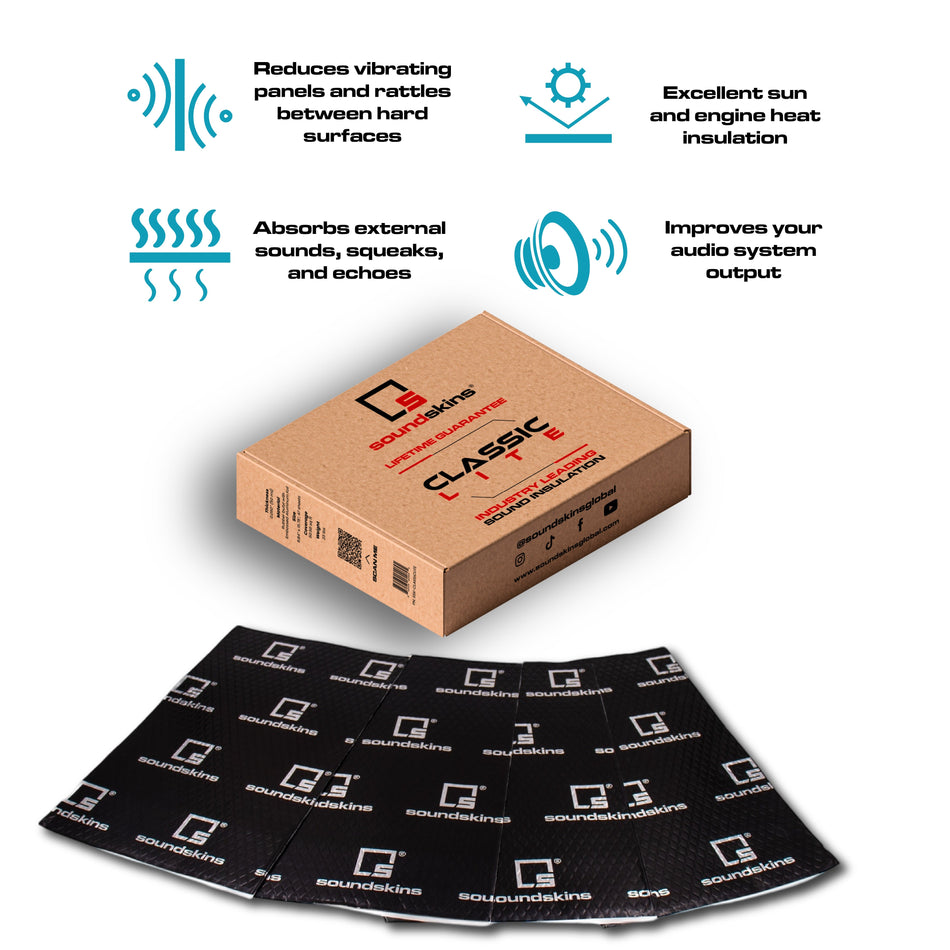 SoundSkins | Classic LITE Sound Deadening Kit Double Layer Mat | SSK-CLASSICLITE | Pure Rubber Butyl & Diamond Embossed Foil $114.00
