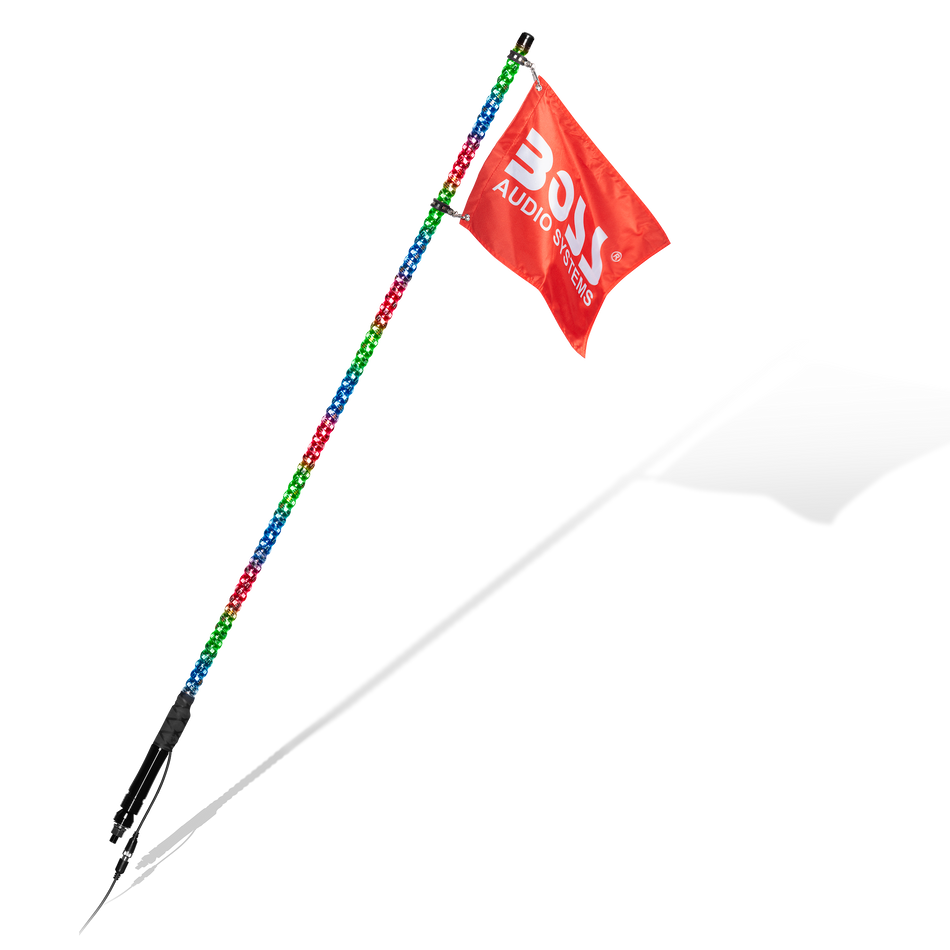 Boss Audio BOSS-XP4 BOSS Audio Systems XP4 ATV Chasing LED Whip Antenna - 48-inch, 360-degree RGB Illumination