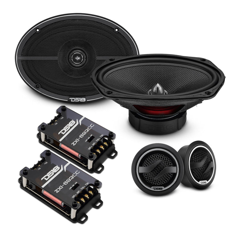 DS18 ZXI-69.2C 6x9" 2-Way Component Speakers – 120W RMS, 4 Ohm, Glass Fiber Cone