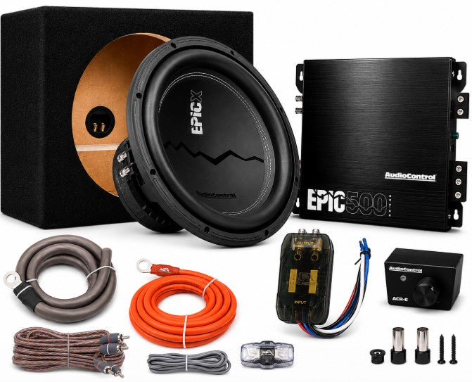AudioControl Complete Bass Bundle | 12" DVC Subwoofer, 500W Monoblock Amplifier, Box & Amp Kit