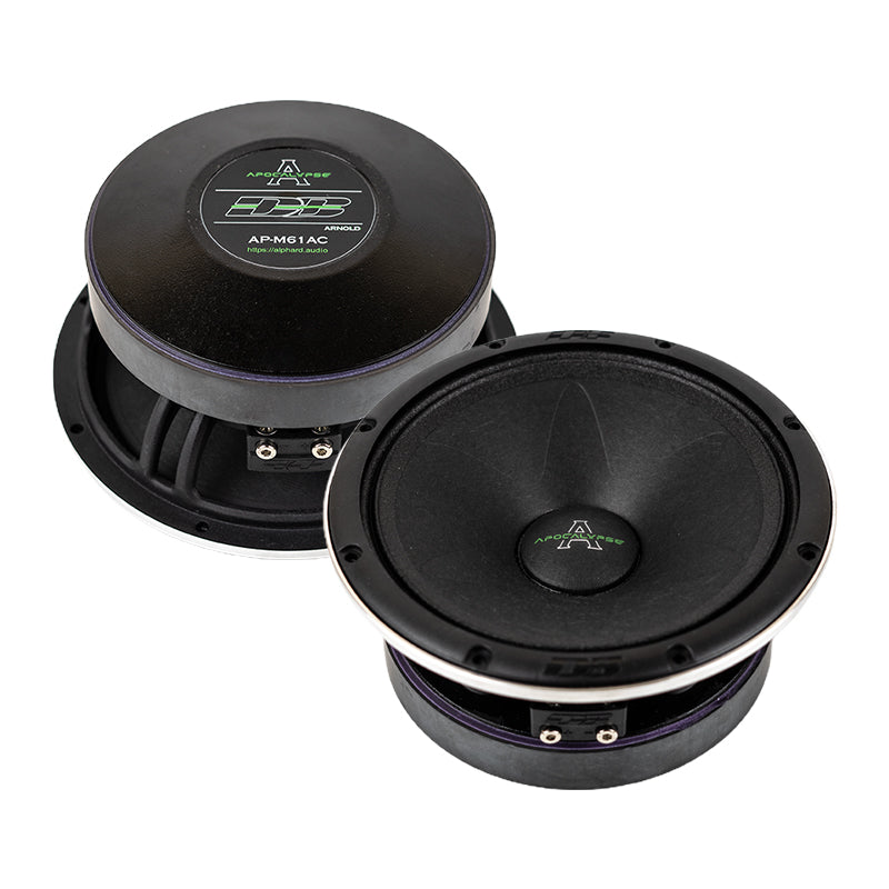 Deaf Bonce AP-M61AC mid-range speakers, pair shown front and rear with terminals